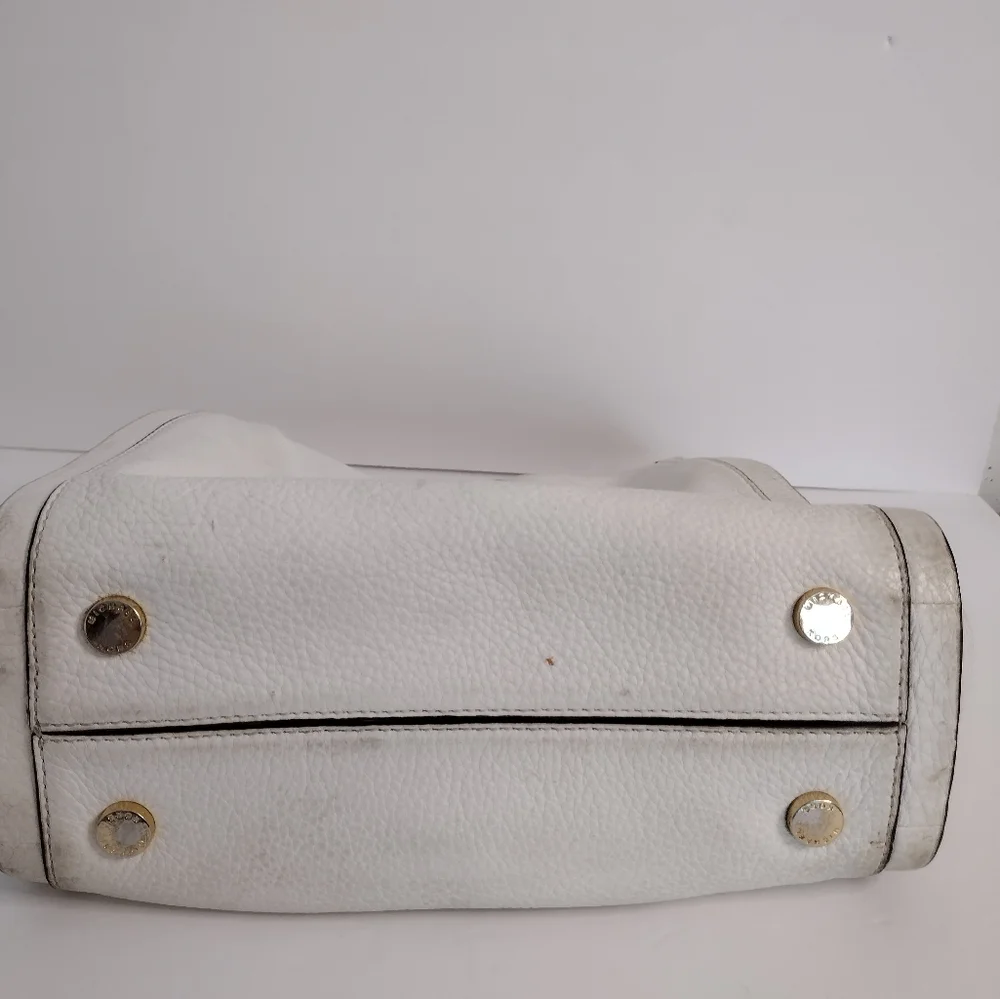 Michael Kors Newbury Leather Shoulder Bag Gold Chain Handles Off White - Picture 7 of 10